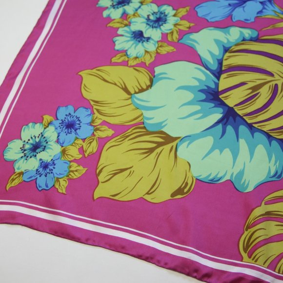 Multi-Color Flower Floral Print Square Scarf - Picture 5 of 7